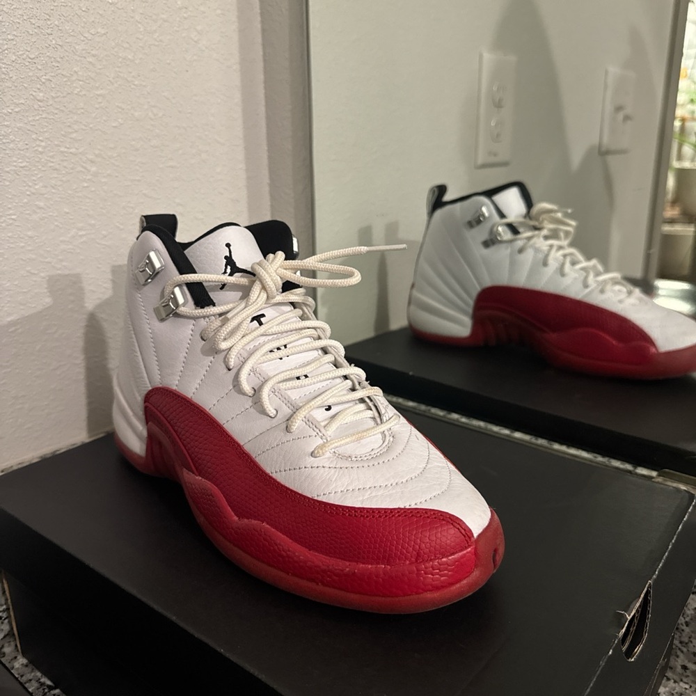 Jordan Air 12 Retro in White, Black, and Red
